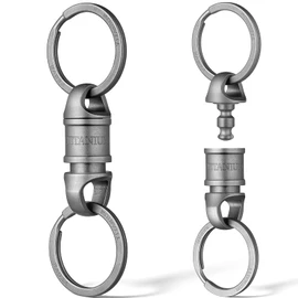 [TISUR] Titanium Key Ring 360° Swivel Connector Breakaway Quick Release Key Ring with Key Ring, Gray *1 (separated) + 2 titanium double ring