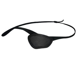 Eye Patch, Mesh, Aero, See Through, Black, Concave, Breathable Fabric, Adult Size, Kydex Frame, Full Grain Leather Strap, Adjustable, Crenshaw style. (Right Mesh)