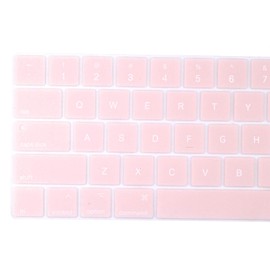 Soft Silicone English Language Keyboard Cover Skin Compatible with MacBook Pro 13 inch and 15 inch with Touch Bar Models: A2159 / A1989 / A1990 / A1706/ A1707 - Release 2019 2018 2017 2016- Light Pink