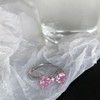 xdlhghe Bow Ring for Women Silver Pink Crystal Adjustable Dainty