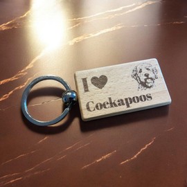 Ashton and Finch Cockapoos Keyring Gift – Wooden Laser Engraved Dog Key Ring Keychain
