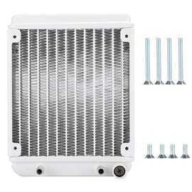 Heat Exchanger Cooler, G1/4 Aluminium Water Heat Cooler, Heat Exchanger, Water Cooler, Heat Sink with 12 Pipes and Water Inlet