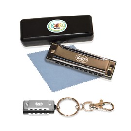 KaKo'o Music 2-Piece Stainless Steel Harmonica Set - Classic Silver Standard & Travel Size Beginner Wind Instruments for Kids or Adults-Key of C- Easter Baskets, Loot Bags, Stocking Stuffers Ages 5+