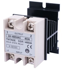TWTADE Solid State Relay SSR-40 DA 40A DC 3-32V to AC 24-480V + Heat Sink