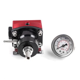 BARTOO Adjustable Fuel Pressure Regulator Kit with Bypass Return 30-70 psi Pressure Gauge, AN6-6AN Fuel Line Hose Fitting Connectors Kit(Red)