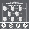 ETHNICITI Pack of 8 Heart White Crackle 40mm Ceramic Door
