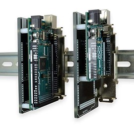 Winford Engineering DIN Rail Mounting Plate for Arduino, Right Angle L-Bracket Design, Black, RoHS Compliant