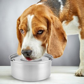 QWORK® 3L Dog Water Bowl, Leak-proof Dog Water Bowl, Stainless Steel Drinking Bowl with Non-Slip Base, for Pets