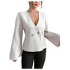 Floerns Women's Wrap V Neck Cardigan Sweater Button Front Bell