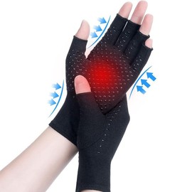 Arthritis Compression Gloves, 1 Pair Anti-slip Glue Dot Fingerless Gloves for Work, Cycling Gloves, Sports & Outdoor Accessories for Women & Men, Christmas Gift - Color: Gray, Specification: XL