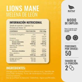 Melena De Leon Lions Mane 100 Cápsulas, Adaptógeno, Mejora tu Memoria, Concentración, Estado de Animo, Ayuda estimular el Sistema Nervioso, Refuerza t