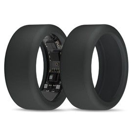 Compatible with UltraHuman Ring AIR Cover - Elastic Silicone Ring Protector for Working Out (S, Black+Black)