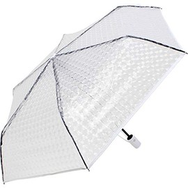 iX-brella Pocket Umbrella Transparent with Lens Effect and Coloured Handle and Edging Band, White, Automatic pocket umbrella