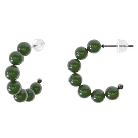 Lova Jewelry Fashion Pearl Hoop Earrings for Women Hypoallergenic Pearl Drop Dangle Earrings (Green)