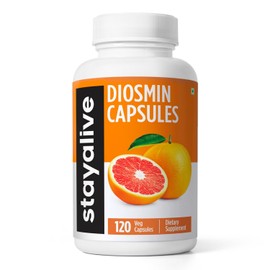 STAY ALIVE Pure Diosmin Complex 1000mg Formula, 120 Capsules, Citrus Bioflavonoids Rich Fruit Extract, 2 Month Supply, 100% Vegetarian, Non-GMO & Gluten Free Diosmin Supplement