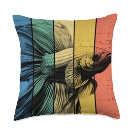 Love N Beta Fish Beta Fish Portrait Vintage Style Mom Dad Throw Pillow, 18x18, Multicolor