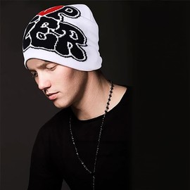 Millevibe Y2K - Gorro de punto de invierno con estampado de letras de nivel superior, estilo grunge para mayor calidez para hombres y mujeres, rosado caqui , Talla única