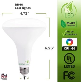 Bioluz 8 Pack LED Light Bulb BR40 Light Bulbs 3000K Soft White 90 CRI Dimmable UL-Listed CEC Title 20 Compliant 1250 Lumen Led Bulbs Indoor/Outdoor Flood Lights | Lightbulb for Outdoor Lighting
