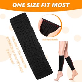 Neer Winter Warm Leg Warmer Crochet Knitted Boot Cuff Ribbed Stretch Knee Leg Sock Non-Slip Black Chunky Knit Leg Warmer for Women Girls