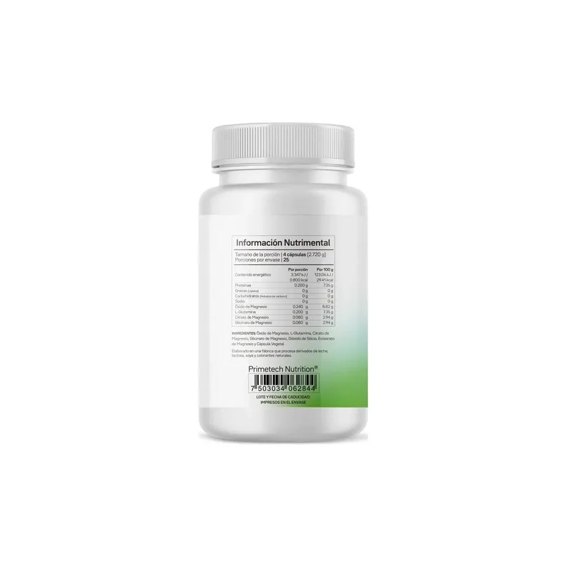 Magnesio Complex Trimag 200 Primetech 100 Cáps Dosis Que Mezcla