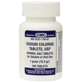 Sodium Chloride Tablets 1 Gm, USP Normal Salt Tablets - 100 Tablets (Pack of 3)