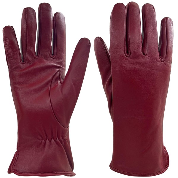 Zjjseloru Womens Clod Weather Gloves Lambskin leather Wool Lined, Non