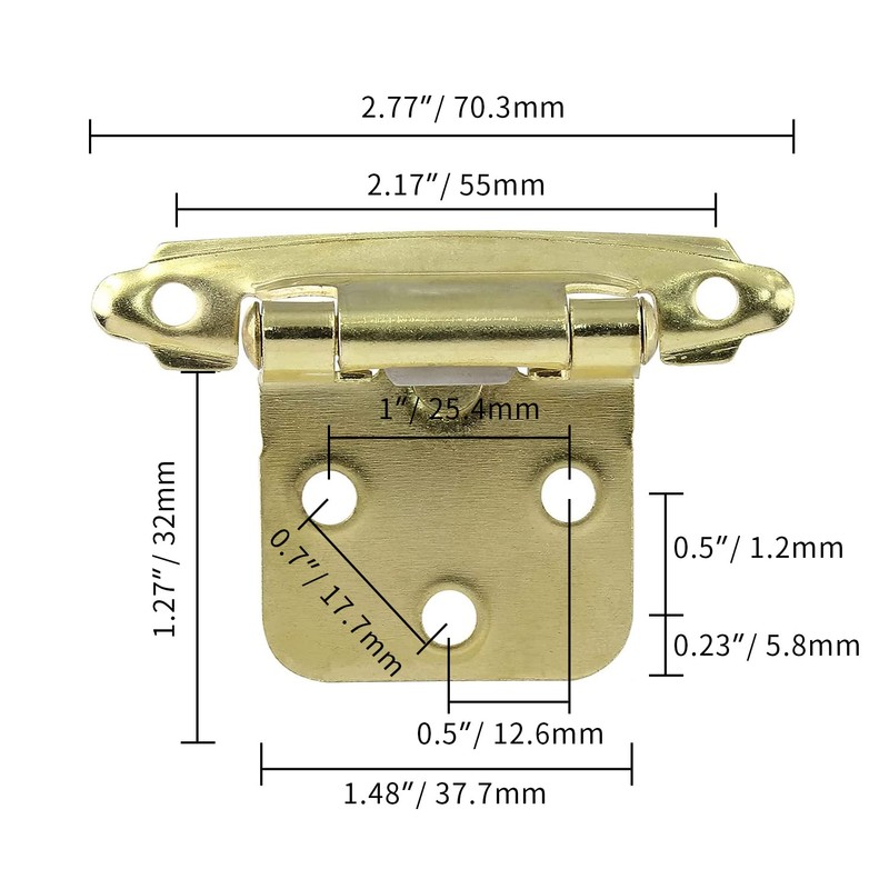 Jiozermi 15 Pair (30 Pack) Cabinet Hinges, 1/2 Inch Overlay