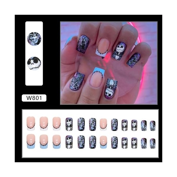 Halloween Press on Nails Medium Square Fake Nails Gothic False