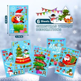 Christmas Decorations - 159PCS Christmas Window Clings Stickers for Glass, 6 Sheet Snowflakes Christmas Decorations Indoor for Home Bedroom - Christmas Window Clings Winter Decorations