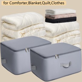 HAIKYPO Upgraded Thickened 2 Pack Compression Bags for Storage,Ultra Space Saving Self Compression Organizer Bags,Sweater Organizer for Closet,Clothes Storage Bag (Gray,2 Pack,X-Large)