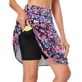 Kimmery Golf Skirts for Women 20" Knee Length Skorts Skirts with 3 Pockets Split Hem Athletic Skirts Sizes M-3XL, Colorful, 3X-Large