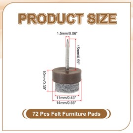 PATIKIL 14 mm Nail-on Felt Pads, 72 Pcs Round Felt Furniture Sliders Pads Heavy Duty Floor Protectors for Wooden Chair Sofa Cabinet Table Leg Feet Hardwood Floors, Brown