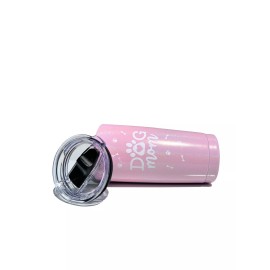 Lifecraft Dog Mom Cup Cute Stainless Steel Travel Tumbler with Slide Lid Pink Glitter
