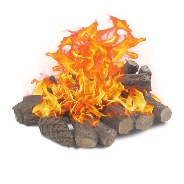Grandhom Gas Fireplace Logs,10pcs Small Firepit Logs, Decorative Ceramic Firewood Log Set for Indoor Outdoor Gas Insets,Vented,Ventless,Electric,Ethanol,Gel Fireplaces, Long 6-22cm