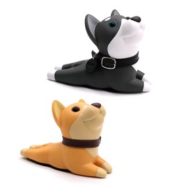 Yemax Door Stopper, Entryway, Indoor, Cute Dog Shape, Stopper, Door, Anti-Slip, Door Stopper, Porte, Office, Room, Entrance, Door Stopper, For Opening Doors, Set of 2 (Khaki + Gray)