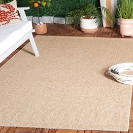 SAFAVIEH Sisal All-Weather Collection Area Rug - 4' x 6', Natural, Geometric Design, Indoor/Outdoor & Washable, Ideal for Patio, Backyard, Mudroom (SAW420B-4)