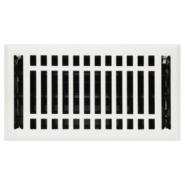 Naiture 6" X 14" Steel Louvered Floor Register with Damper or Lever Contemporary Style, White Finish