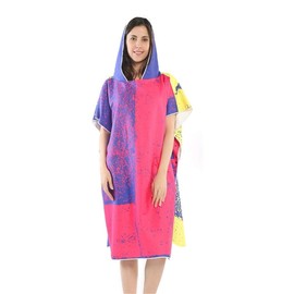 Xlabor Bath Poncho Beach Towel Microfibre Quick-Drying Bathrobe Poncho with Hood Shower Towel Swimming Surfing Beach Diving Beach Resort Motif C