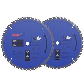 HBSS 2-Pack 10 Inch 40T Miter Saw Blade and Table Saw Blade for Wood Cutting, Tungsten Carbide-Tipped (TCT), 5/8 Inch Arbor, General Purpose Wood Cutting Blade for Hardwood, Softwood, Plywood, MDF