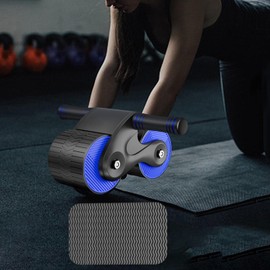 Vaveren Ab Roller Wheel, Stretch Muscle Trainer Silent Strength Training Double Wheeled Equipment Abdominal Exercise for Shoulders Arms Training Gym, Black and Blue
