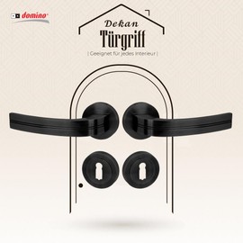 domino DEKAN-R Black BB Deadlock Door Handle Set for Room Doors Door Handle Set Rosette Set Door Fittings