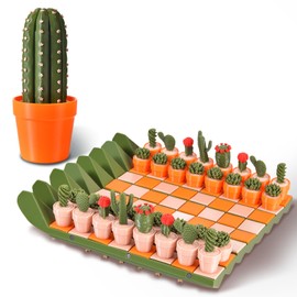 Cactus Chess Set - 3D Printed Cactichess - Roll Up Portable Travel Chess Board - Easy to Store Cactus Magnetic Chess Set, Fun Chess Gift for Plant Lovers