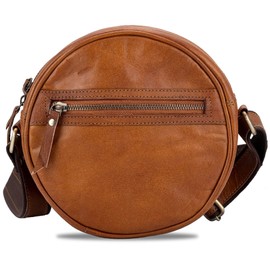 Runde Urban-Ledertaschen für Damen, Kreistaschen für Damen, Designer-Mode-Umhängetasche, kleine Umhängetasche, Strand-Reisehandtasche, verstellbarer Riemen, Braun