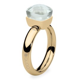 Qudo Firenze White Topaz Gold Coloured Ring with White Stone, Stainless Steel, No Gemstone