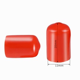 Screw Thread Protectors, PVC Rubber Round Tube Bolt Cap Plastic End Cap Cover Thread Protectors Red, Inner Dia 12mm， 50 Pcs