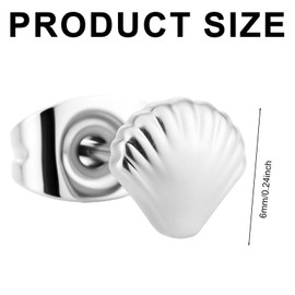 Mini Seashell Stud Earrings, Stainless Steel Cute Tiny Sea Shell Earrings Stylish Summer Beach Jewelry Gifts for Women (Silver)