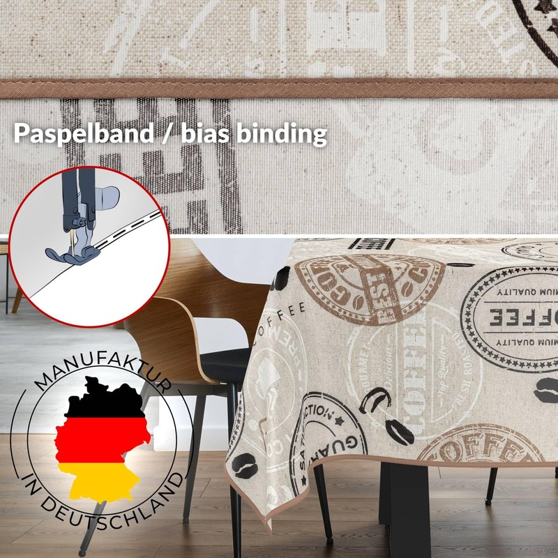 Fabric Tablecloth Washable Table Linen Tablecloth Cotton Polyester Coffee 100