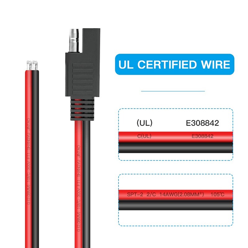 ELECTOP - Cable de extensión de conector SAE, enchufe de