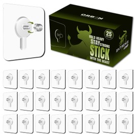 ORBON - Ganchos de pared adhesivos de carga extrema para colgar sin taladrar, ganchos autoadhesivos para marcos de fotos, cocina y baño, paquete de 25