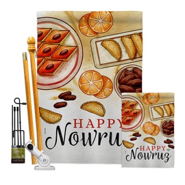 Ornament Collection Nowruz Happy Day Garden House Flags Kit Religious Persian New Year Christian Religion Small Decorative Gift Yard Banner Made in USA 28 X 40